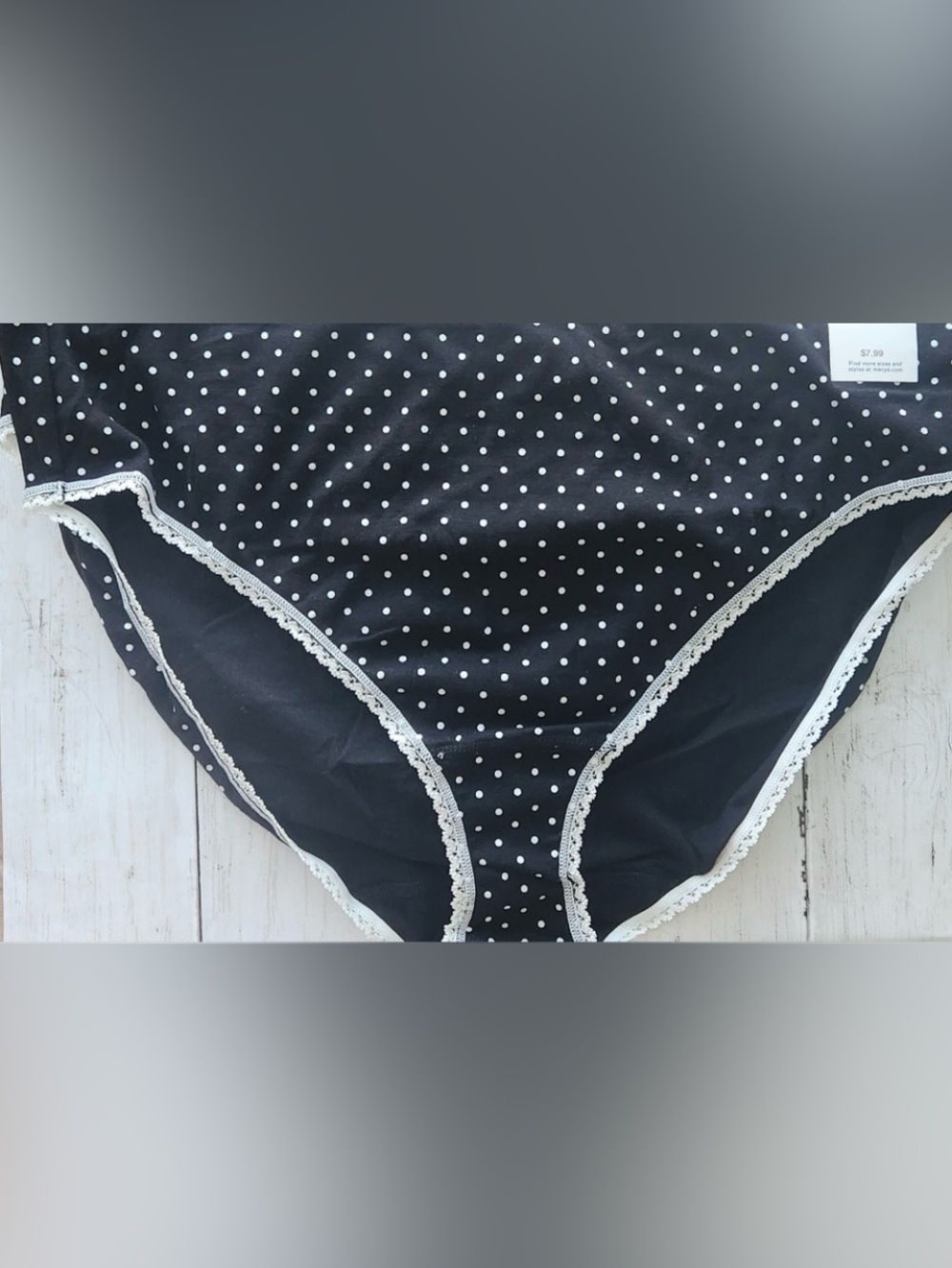 New w tags 🏷️ Charter Club Black & White Polka Dot Bikini Panty with Cream Lace